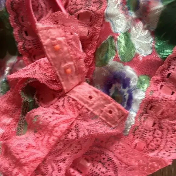 Vintage Victoria's Secret Floral Lace Teddy Size Medium High Cut Leg - Picture 4 of 5